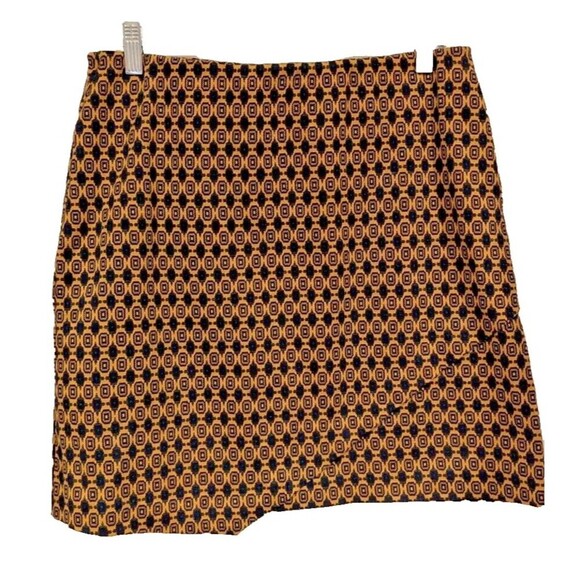 Cabi Mini Skirt Geometric Gold Black Pattern Womens Medium‎ - Picture 1 of 5
